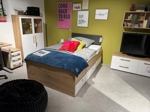 Jugendzimmer / Appartement Bett mit Nachtkonsole Boston